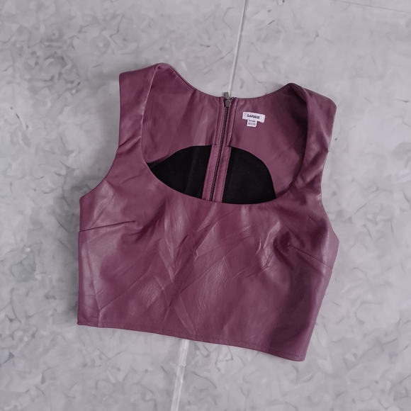 GARAGE Faux Leather Purple Crop Top - Picture 5 of 6